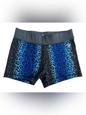 Rebel athletic Blue Leopard Print cheer Performance Shorts